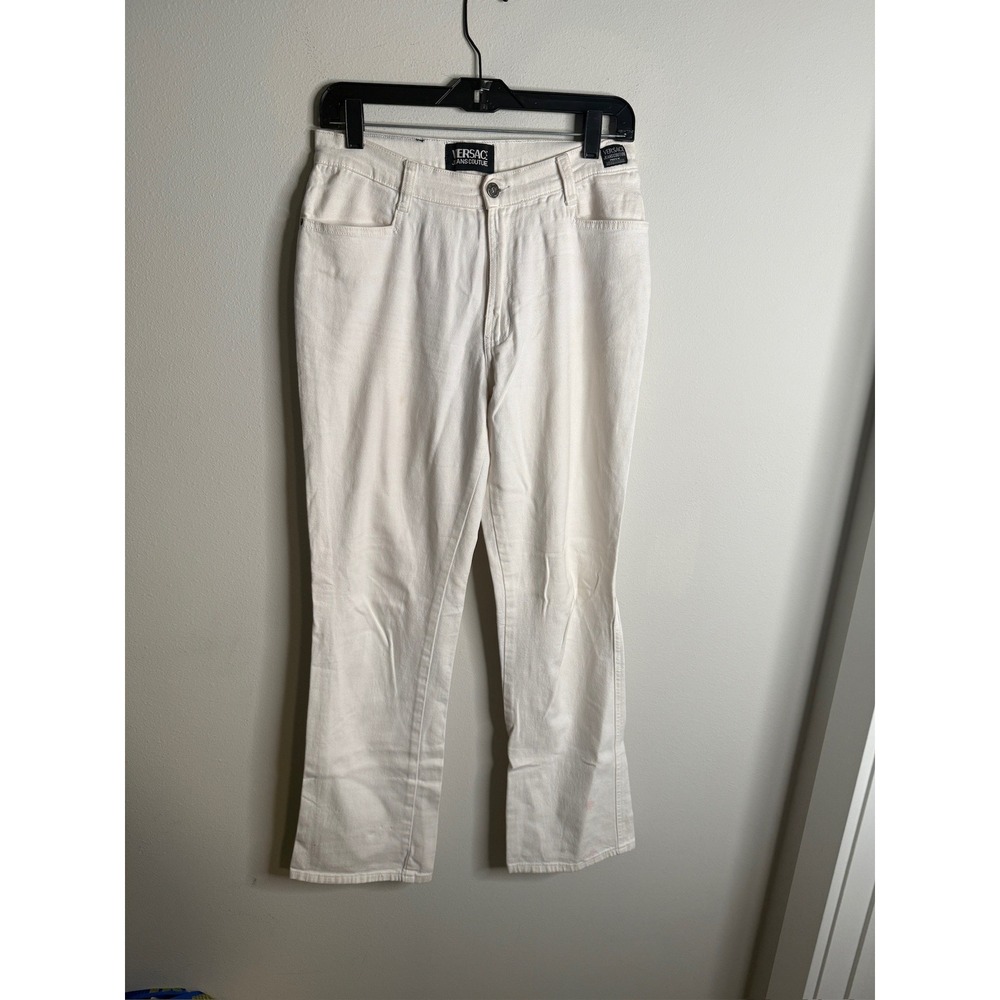 Versace Jeans Couture White Cotton Denim Pants Women's Size 31 Made In Italy
